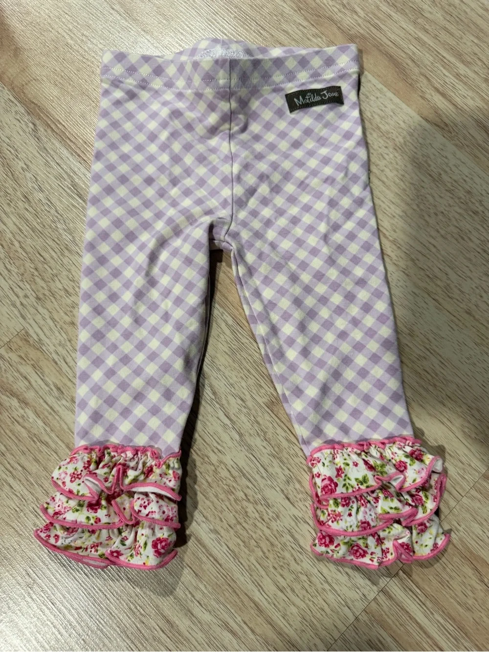 Matilda Jane Lavender and Cream Gingham Leggings